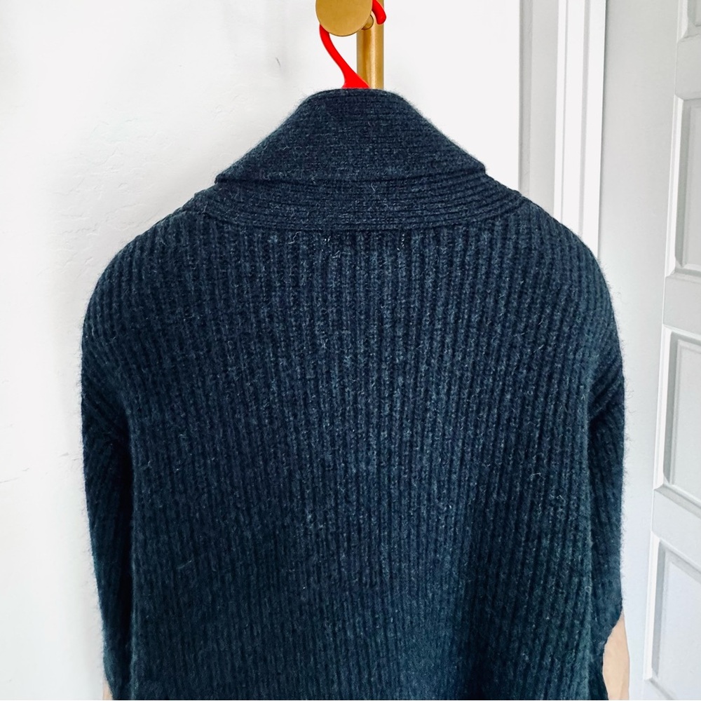 Men’s Grandpacore‎ Navy Blue Ribbed Wool Shawl Collar Cardigan Elbow Patch Sz XL - Picture 9 of 12